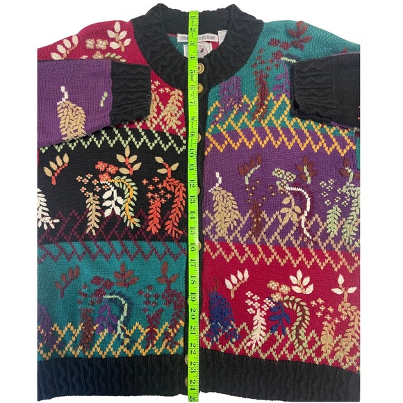 Vintage Cape Isle Knitters Colorful Cardigan Sweater Hand Embroidered Women's S - Picture 4 of 8